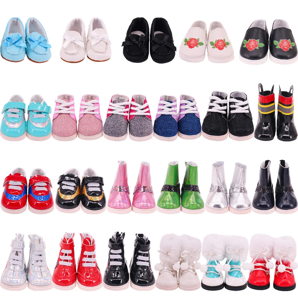 Doll Shoes Boots Handmade Plush Boots 7Cm Shoes For 18 Inch American&43Cm Baby New Born Doll Accessories Our Generation Girl`Toy