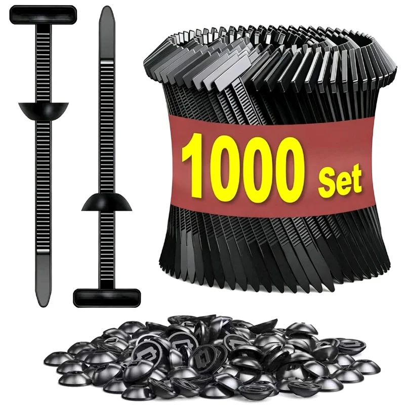 1000-1set Cable Tie Buckle Zip Ties Self-locking Nylon Universal Heavy Duty Fastening Strap with Pin & Button Car Repair 2026
