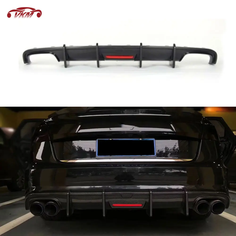 

Carbon Fiber Rear lip Diffuser with light For Audi A6 Sline S6 C7 C7.5 2013-2018 not for A6 Standard Bumper Guard