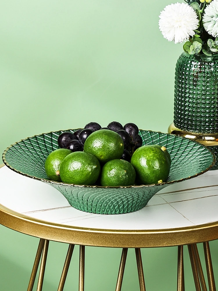 

Европейская хрустальная фруктовница Ele с узором сосны и золотым ободком, креативный поднос для закусок и десертов для домашнего использования