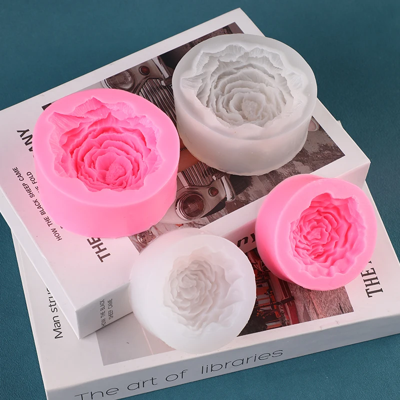 قالب شمع ثلاثي الأبعاد بحجم زهرة الفاوانيا قالب من السيليكون قالب من السيليكون قالب تزيين الشموع العطرية