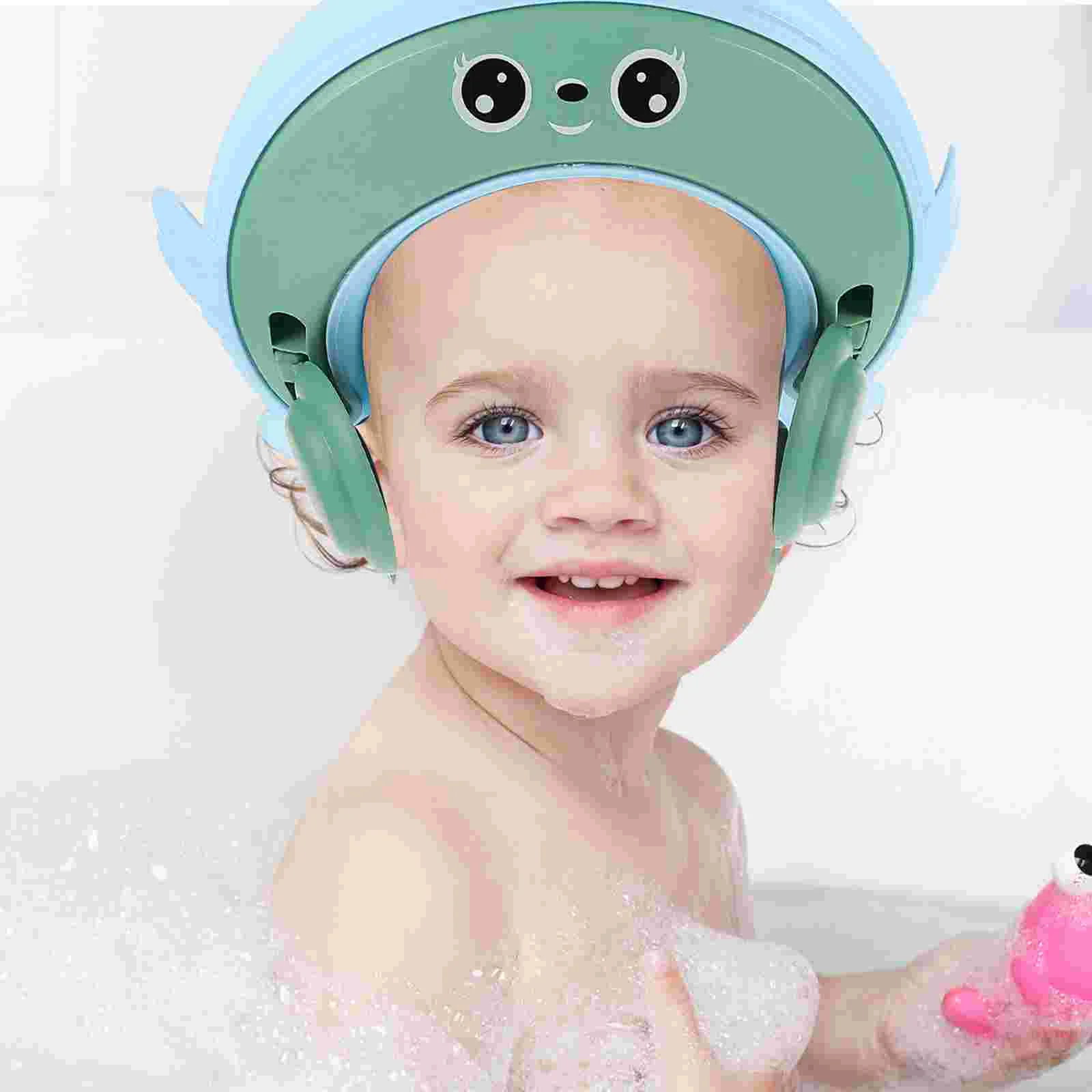 Shower Cap for Kids Shampoo Hair Washing Station Sink Caps Baby Protection Visor Water Sky-blue Toddler