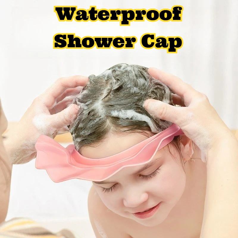 Penutup Rambut Mandi Tahan Air untuk Mencuci Rambut Melindungi Mata Telinga Penutup Rambut Mandi Dewasa Pelindung Cuci Rambut Silikon Lembut yang Dapat Digunakan Kembali Ukuran Kecil