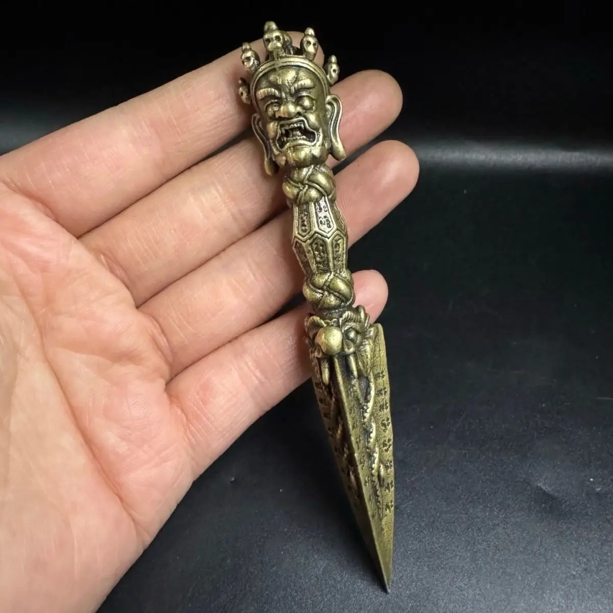 Vintage Solid Brass Vajra Pestle Tibetan Dharma Tools Antique Style Handheld Ornaments Small Craft Collectibles