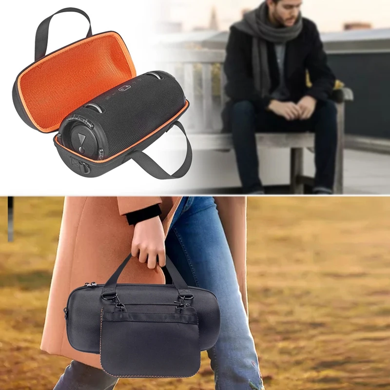 Hard Case for Xtreme 3 Portable Bluetooth Speaker Travel Carrying Storage Holder with Zipper Pocket (Black+Orange)