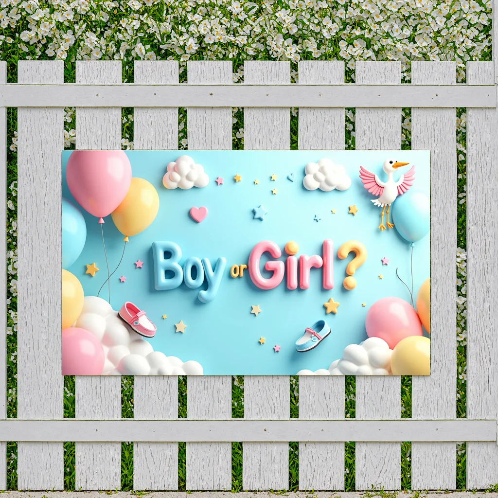 เพศเปิดเผยพื้นหลังตกแต่งสีฟ้าสีชมพูเด็กสาวบอลลูนเมฆ Baby Shower Party Supplies การถ่ายภาพฉลองกิจกรรม Decor