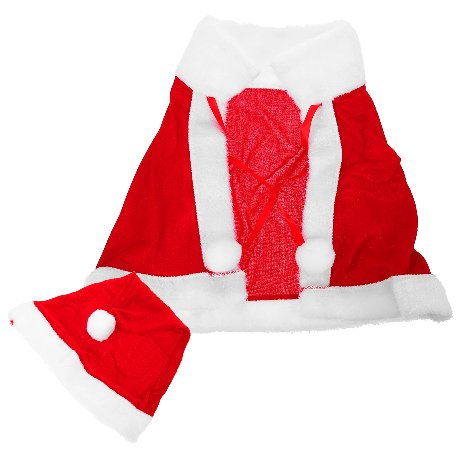 

Children Christmas Cloak Red Fabric Costume Kids Santa Suit Toddler Bright Color Warm Durability Role Play Performance Party