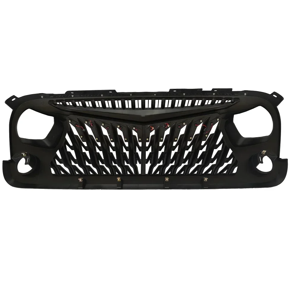 

AQ-J396 Grilles Offroad Car Racing Grill Front Grille Cover Overlay Mesh Insert Guard With LED Lights For Jeep Wrangler JK 07-20