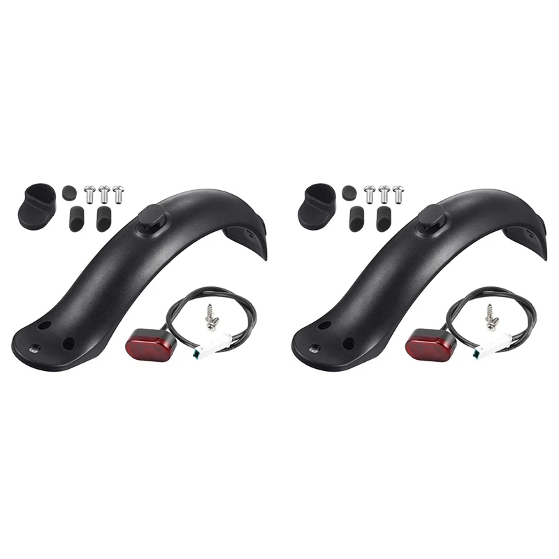 2X Repair Spare Parts Fender With Taillight For Xiaomi M365 And 1S Electric Scooter Brake Light Mud Fender With Hook