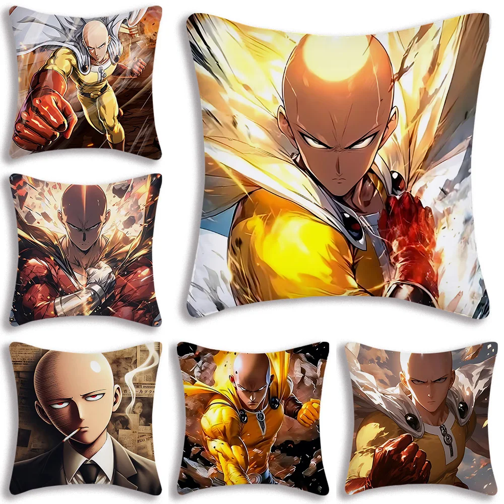 

Anime One Punch Man Saitama Pillow Covers Cartoon Sofa Decorative Home Double-sided Printing Short Plush Cute Cushion Cover