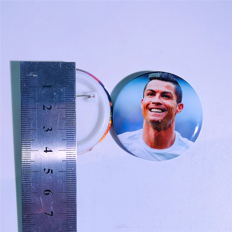 2Pcs Football Star Stickers Cristiano Ronaldo Classic Moments of Football Matches Metal Badge for Football Armband Decorations