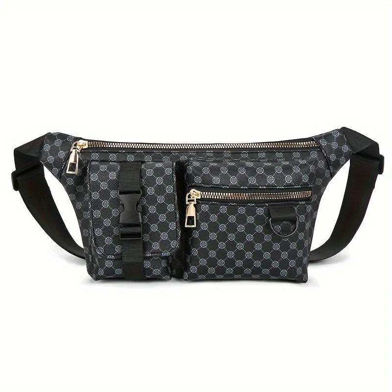 حقيبة كروس كورية عصرية للزوجين مع زهرة قديمة بطباعة كاملة حقيبة كتف على الصدر من جلد البولي يوريثان متعددة الاستخدامات