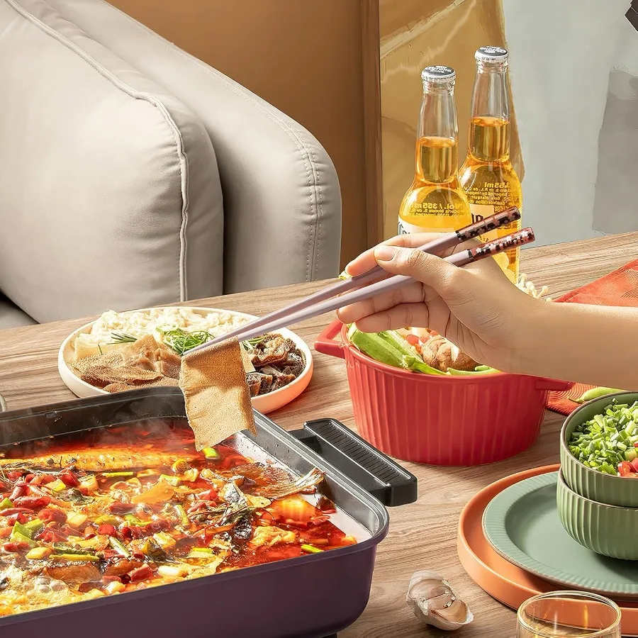 عيدان تناول الطعام قابلة لإعادة الاستخدام آمنة للاستخدام في غسالة الأطباق AYFDISHS 5 أزواج 9.56 بوصة خفيفة الوزن من الألياف الزجاجية قطع ساكورا اليابانية الصينية