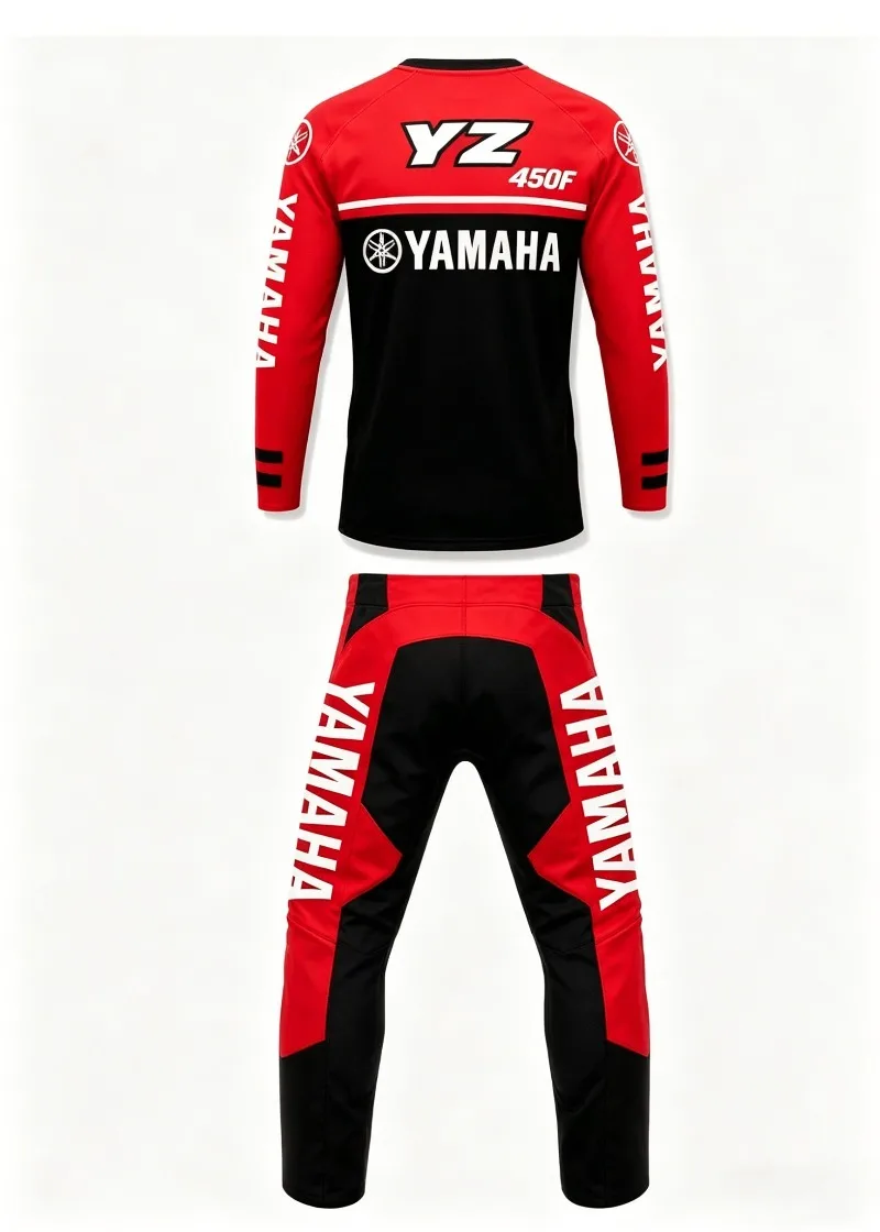Summer Yamaha Fashion Trend in Red and Black Long Sleeved Pants Set for Men Women Sun Protection Motorcycle Riding Sportswear