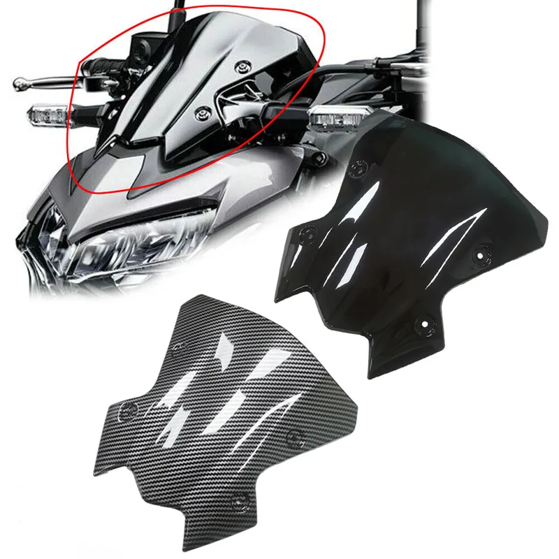 For Kawasaki Z900 2020 2021 2022 2023 Motorcycle Windshield Windscreen Protection Carbon Fiber Look Black Accessories