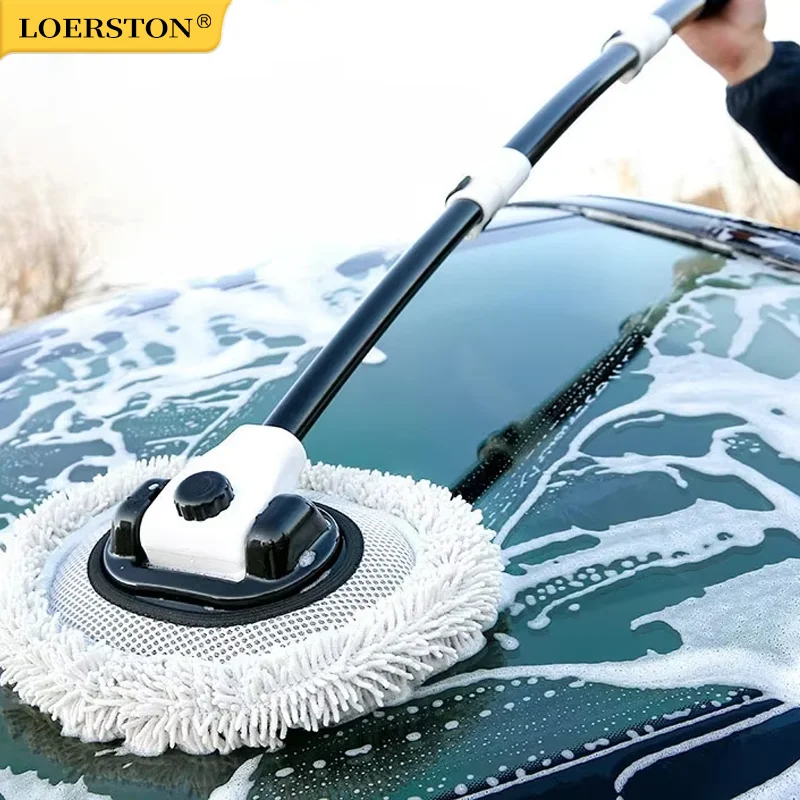 Car Wash Brush Car Cleaning Brush Telescoping Long Handle Mop Soft Hair Chenille Broom Window Wash Auto Accessories