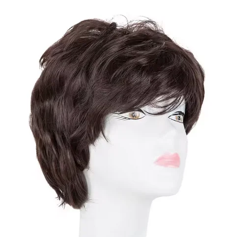 Mama's Wig  Synthetic Short Wavy Dark Brown Hair Heat Resistant Fiber Male/Female Peruca Perruque Women Hairpiece Toupee