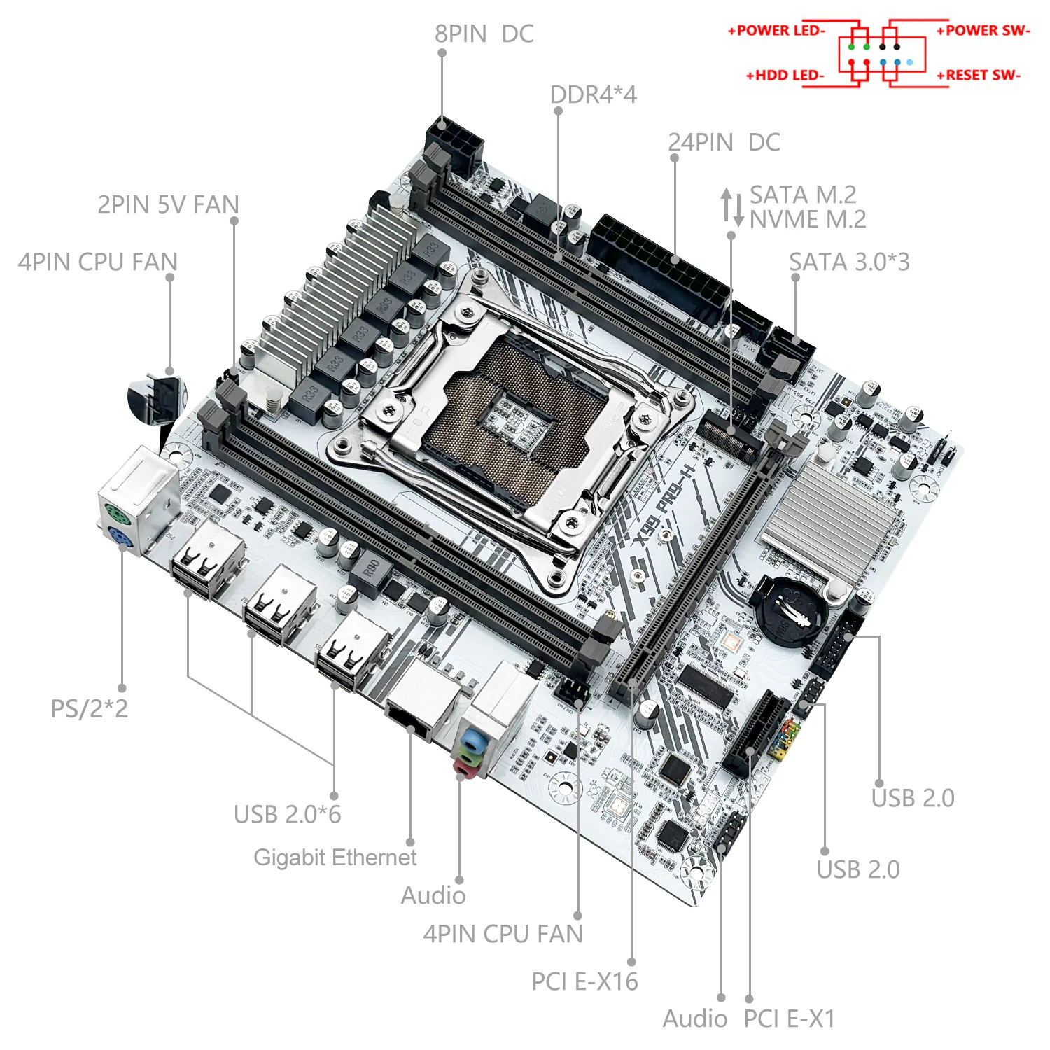 Imagem -02 - Kit Conjunto de Placa Mãe Cpu Xeon e5 2630 v3 Lga20113 Mais Ddr4 8gb 2133mhz Memória Ram M-atx Nvme M.2 Sata Pr9-h Branco Machinist-x99