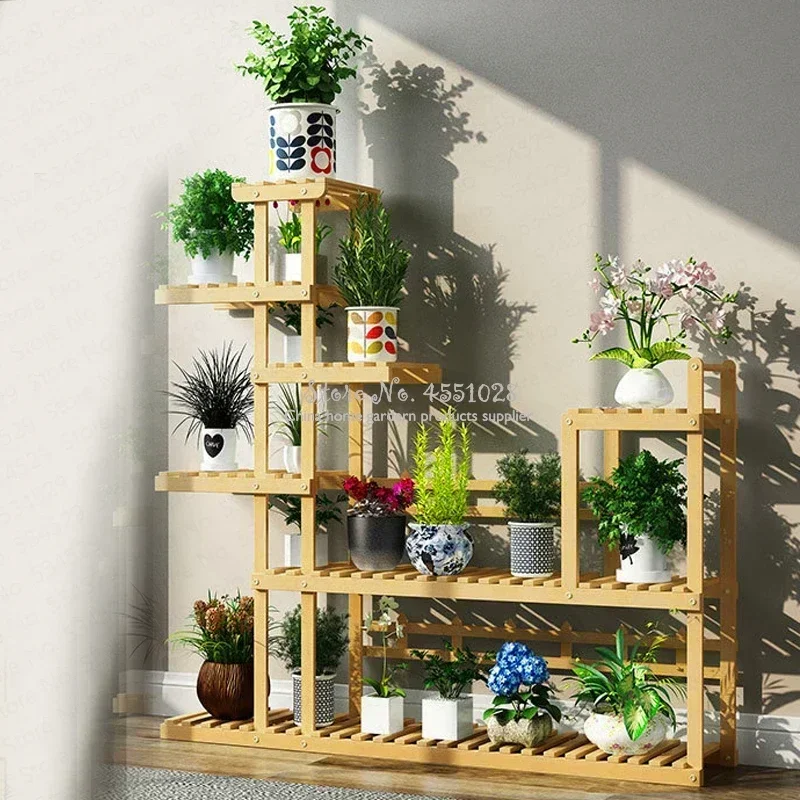 Last One Wood Flower Rack Plant Stand Shelves Bonsai Display Shelf  Indoor Yard Garden Patio Balcony Flower Stands Plant Shelves