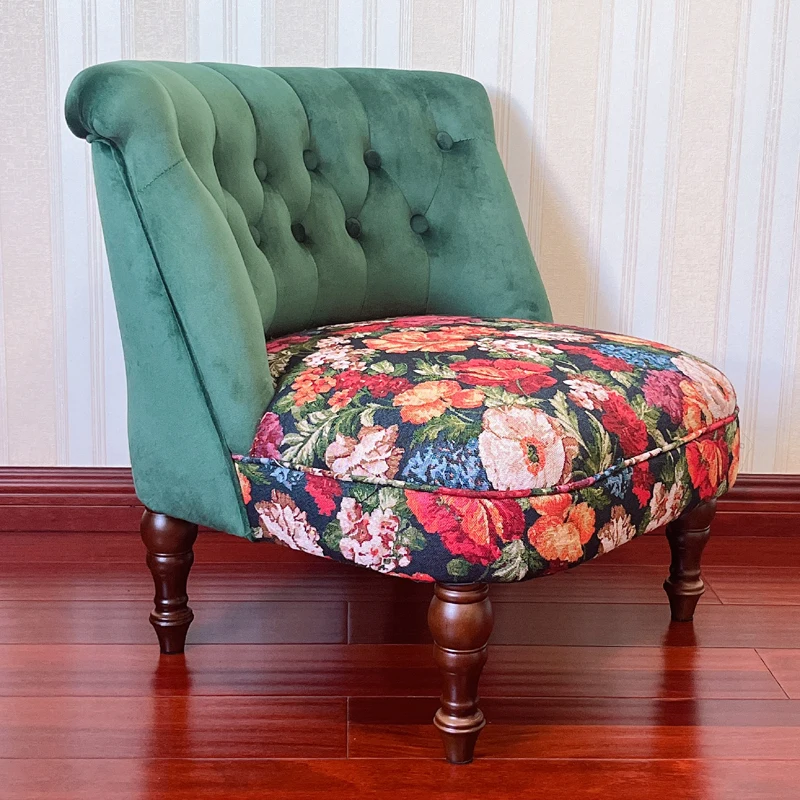 

Vintage Wooden Stool - American Retro Ottoman for Living Room, Upholstered Footstool & Cozy Sofa Bench