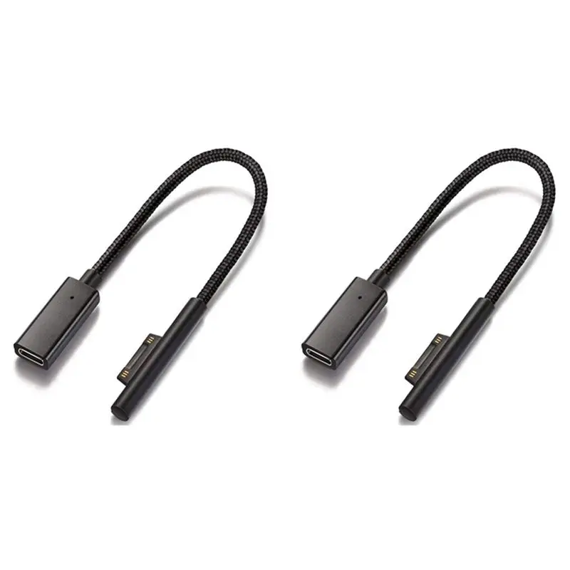 Stylish-2X Nylon Braided For Surface Connect To USB-C Charging Cable For Surface Pro7 Go2 Pro6 5/4/3 Surface Laptop Book