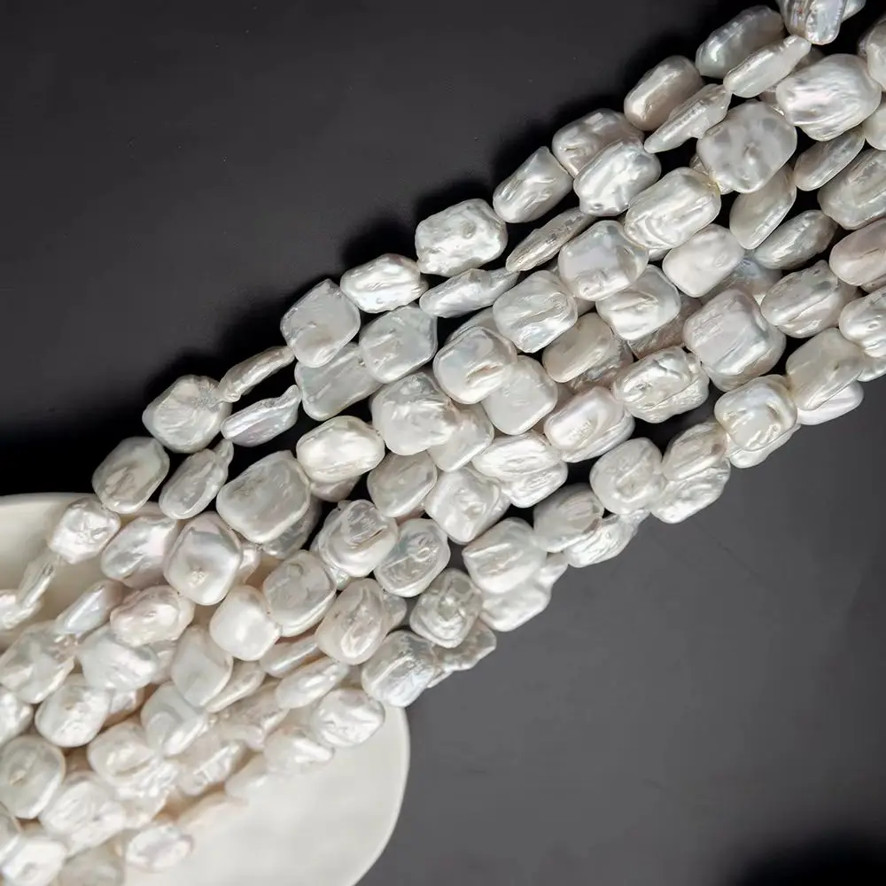 

Натуральные пресноводные жемчужины 14x20 мм, свободные бусины, бестселлер, плоские квадратные барочные белые подвески для DIY украшений: ожерелья, браслеты, серьги, подарок