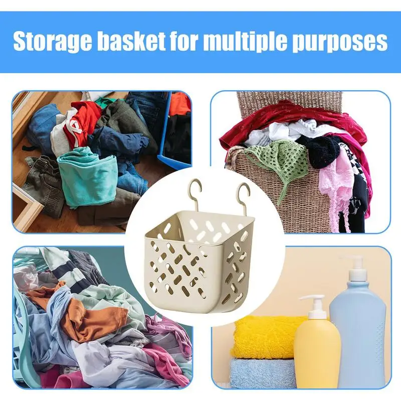 Wall-Mounted Plastic Laundry Basket Folding Dirty Clothes Toy Storage Basket Box Collapsible Household Bathroom Sundries