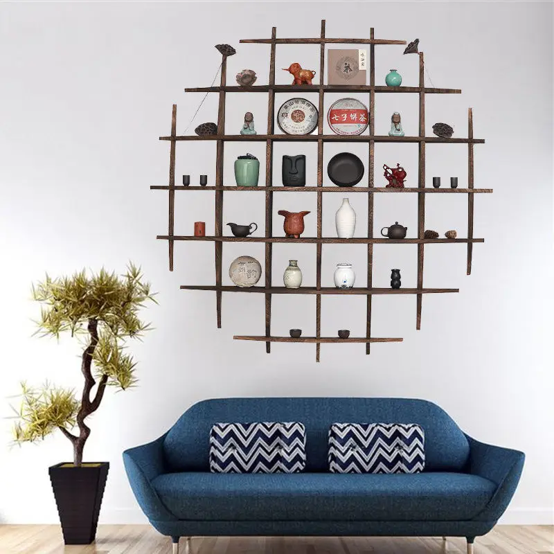 Bo Gu Jia Solid Wood Modern Duo Bao Ge Chinese Style Home Wall Mounted Tea Shelf Storage Shelf Wall Decor Storage Shelf ZE725