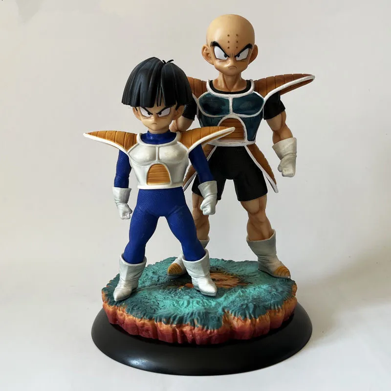 Dragon Ball Super Saiyan White Hole Krillin And Son Gohan Anime Figure Garage Kit Model Anime Peripherals Desktop Ornament Gift