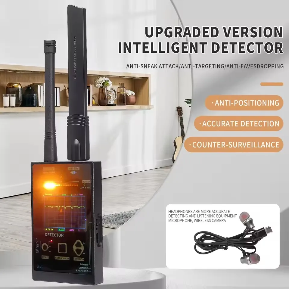 1MHz-12GHz Wide Frequency Signal Detector Auto Search GPS Tracker Finder Bug&Camera spy gadgets Detector with LED Light  Alarm
