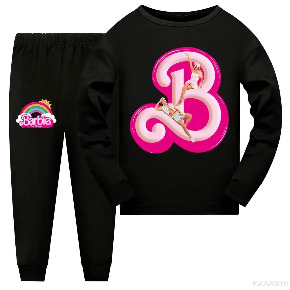 Boys Girls Pajama Sets Long-sleeves Cotton Set Sleepwear Children Christmas Nightwear Cartoon Barbie Pyjamas For Kids