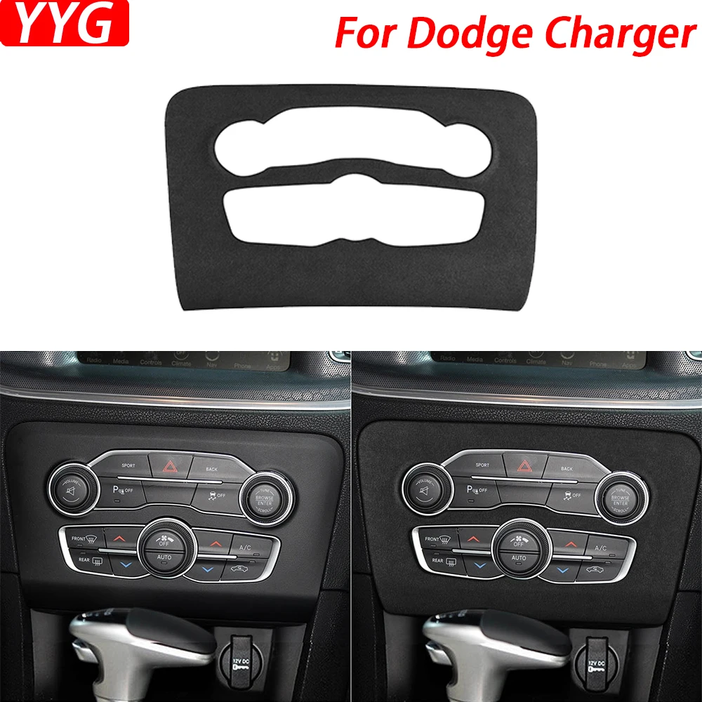 For Dodge Charger 2016-2021 Car Accessories Black Suede Center Console Air Conditioning Panel Trim Cover Interior Modification