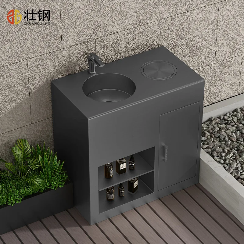 Integrated basin wash table bathroom wash table basin electroplating bathroom cabinet