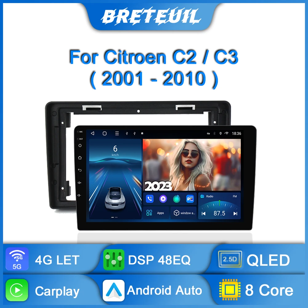 

Car Radio For Citroen C2 C3 2001 2002 2003 - 2010 Android Multimedia Player GPS Navigation Carplay QLED Touch Screen Auto Stereo