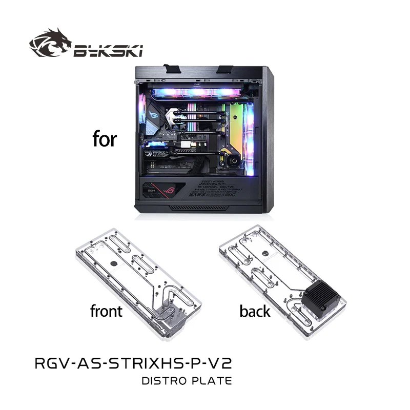 BYKSKI RGV-AS-STRIXHS-P-V2 Distro-Platte aus Acryl für ASUS ROG Strix Heli-Gehäuse/Make Pipeline-Layout, klar/unterstützt DDC-Pumpe