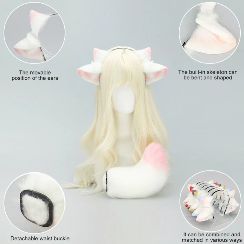 e15f羊のロールプレイ衣装羊の耳のヘッドバンドハロウィーンロールプレイ用のぬいぐるみ