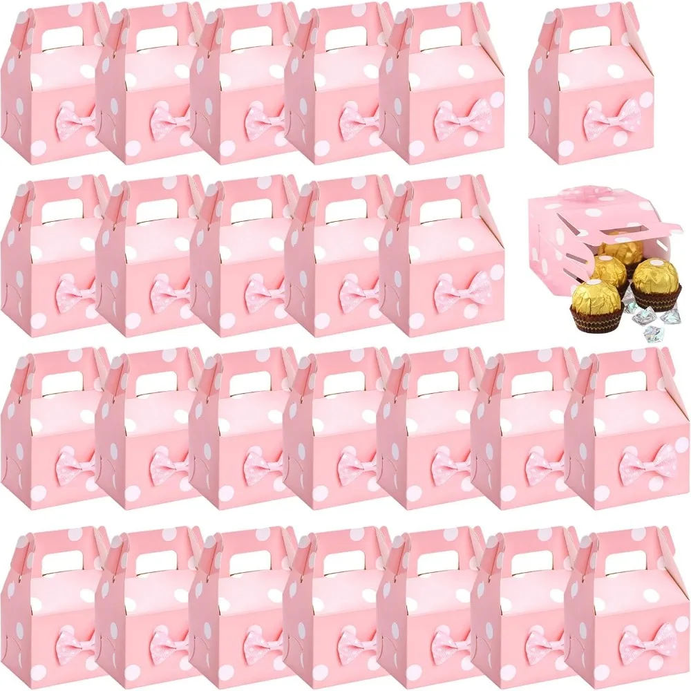 

30PCS Party Favor Boxes, 2.8 x 2inches Little Polka Dot Favor Boxes Small Pink Candy bags for Kids Candy Birthday Party