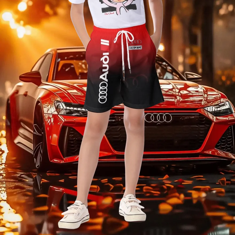 

Новинка 2025, летние популярные мужские шорты с принтом Audi quattro3D, дышащие модные крутые быстросохнущие шорты MOTO, спортивные штаны