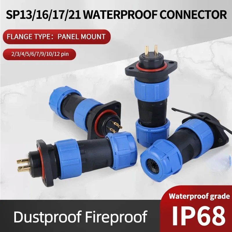 IP68 aviation plug socket connector M/P flange SP/SD13/16/17/20/21 2/3/4/5PIN male female butt joint waterproof and dustproof