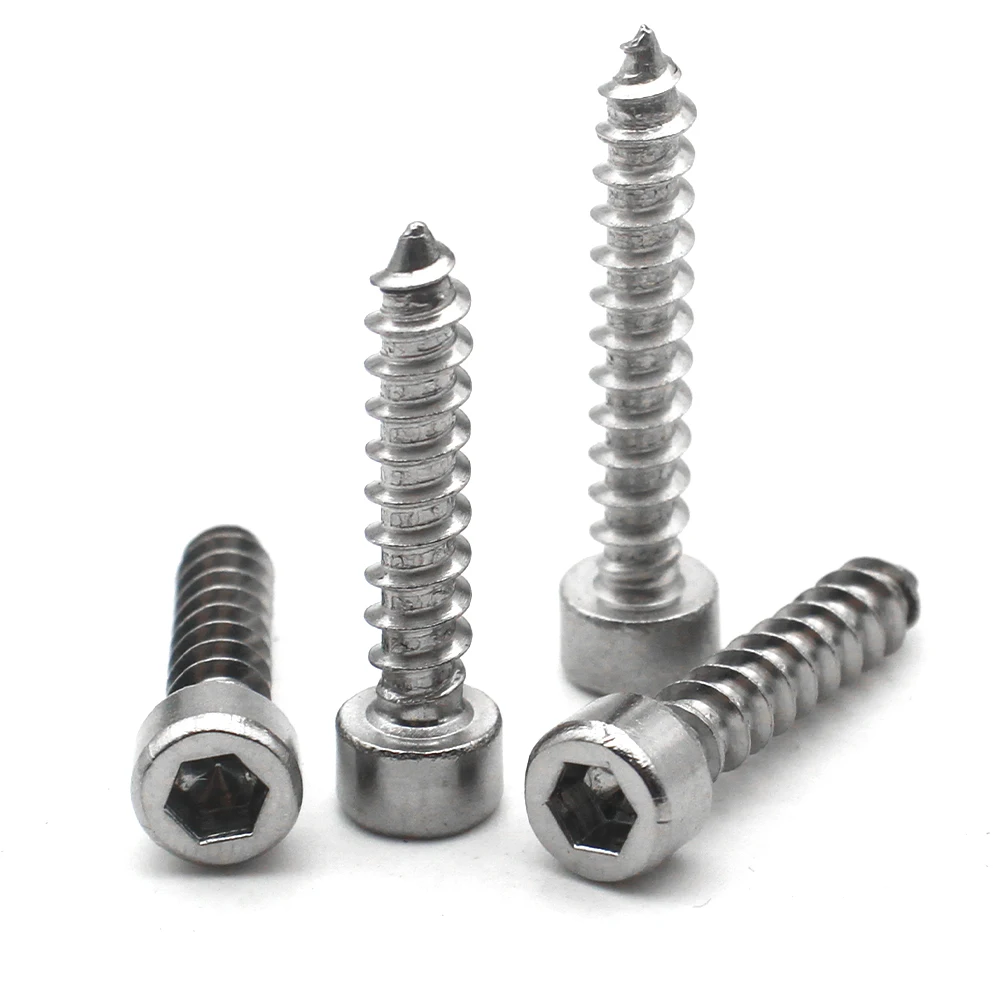 100/50/25/10 pz 304 In Acciaio Inox M1.7 M2 M2.3 M2.6 M3 M3.5 M4 M5 M6 M8 Esagono Incassato Testa Autofilettante viti a brugola