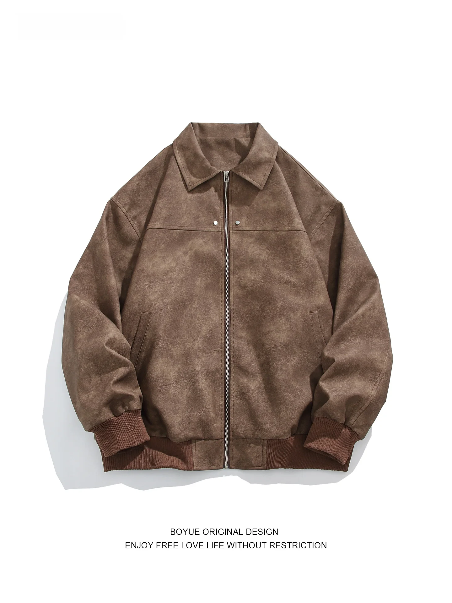 

Boyue American Sle Suede Dyed Couple Jaets Collared High-End Feeling Casual Biker Outfits Coats for Men And Women