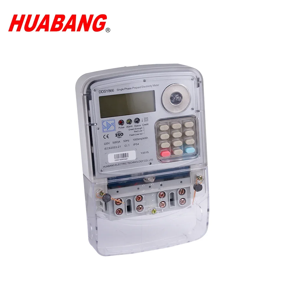 

DDSY866 HUABANG STS SABS 1 phase keypad prepaid token energy meter worldwide