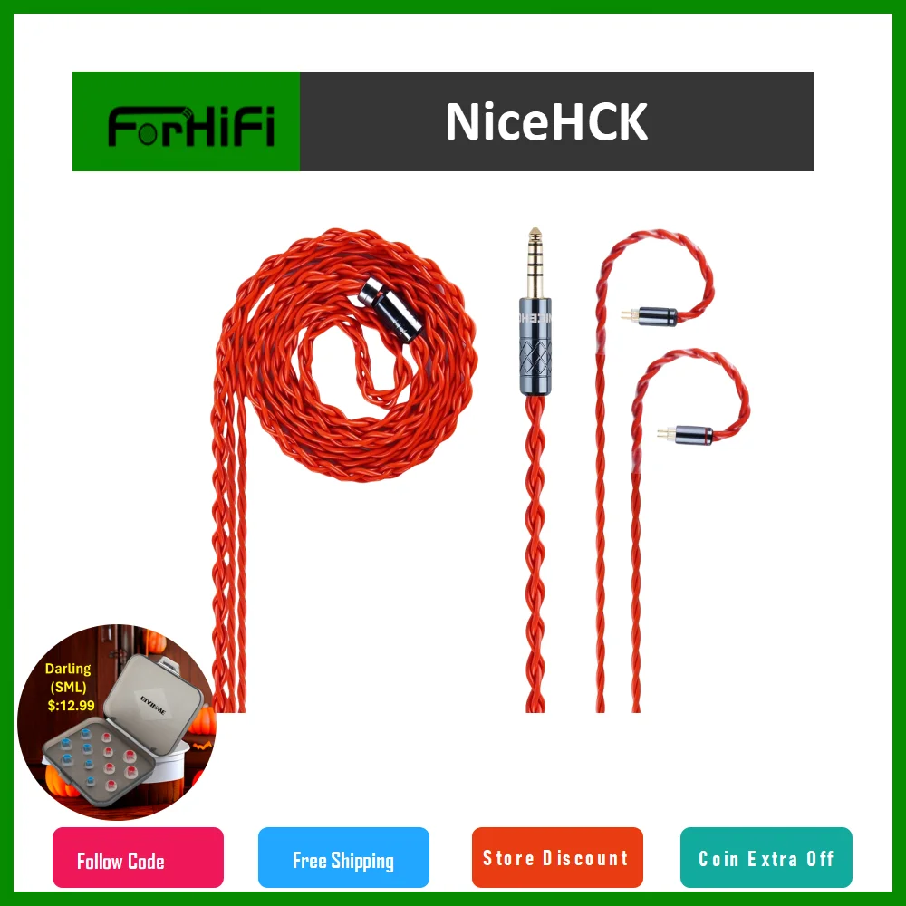 

NiceHCK RedLava In Ear Monitor Earphone Cable High Purity Induction Annealing Copper Wire MMCX/0.78 for NeZha GK200 Bravery IEM