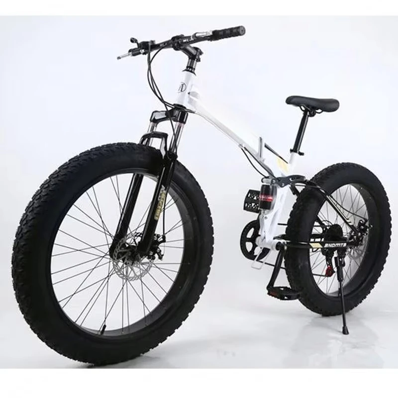 

Soft Tail 30-Speed Foldable Bike 4.0" Wide Tires Dual Disc Brake Front and Rear Suspension for Snow Beach Urban Commuting