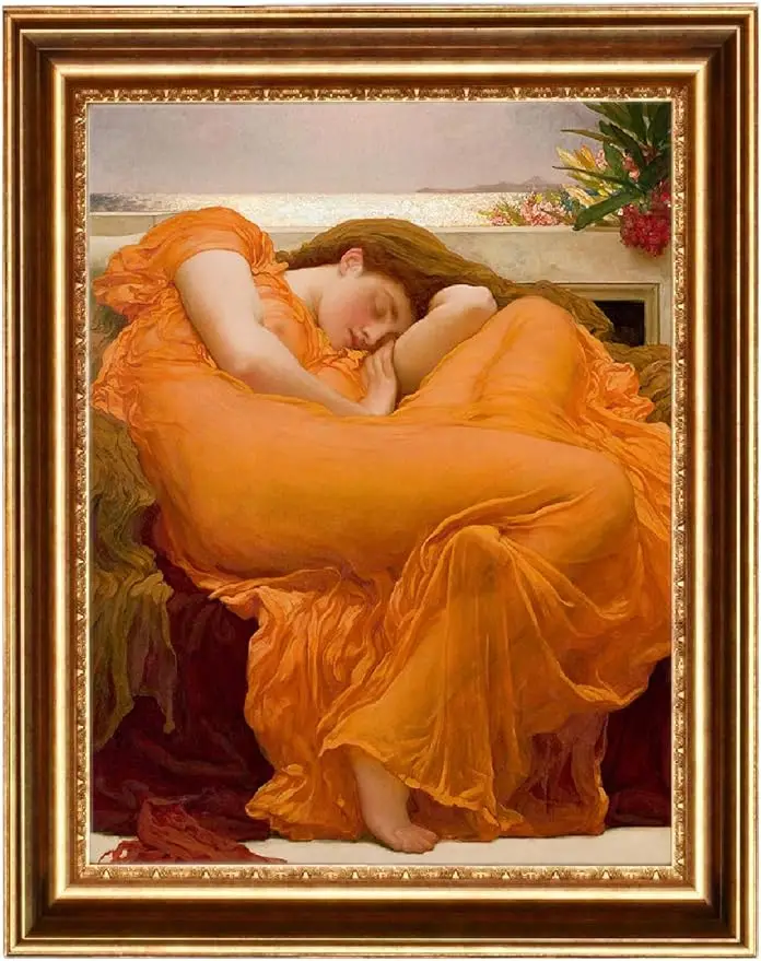 zd-Flaming June by Frederic Leighton Hand Painted Famous Textured Home Hotel Wall Art Oil Painting on Canvas by Master Artist@