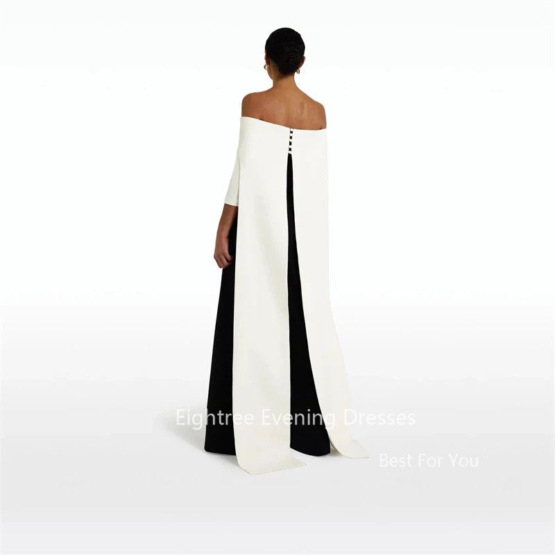 Eightree Modern Black/White Pants Prom Gowns Off Shoulder Party Dress Satin Evening Dress Sheath Arabic Formal Gowns Customized