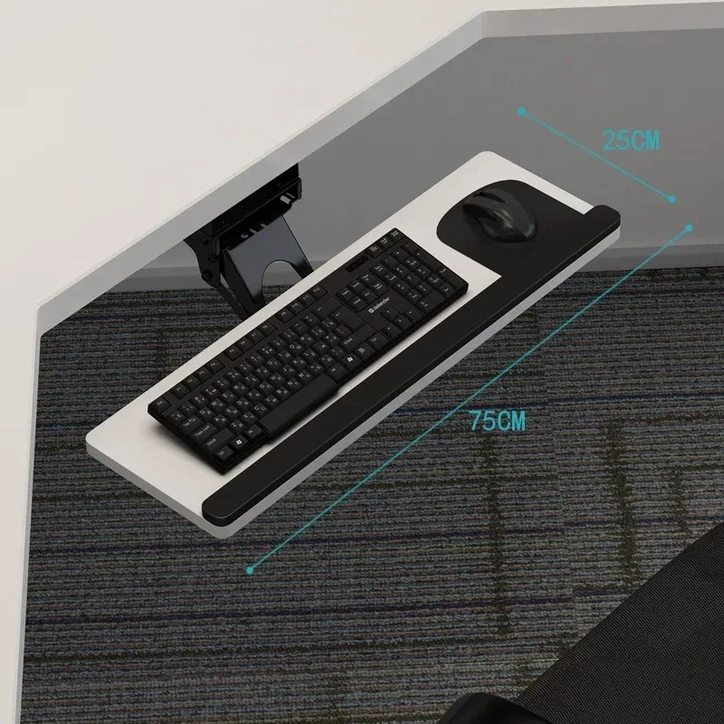 Keyboard Tray Under Desk Sliding Drawer with Mouse Pad, Ergonomic Height Adjustable & Rotatable, Sturdy Stand for Home Office - view 6
