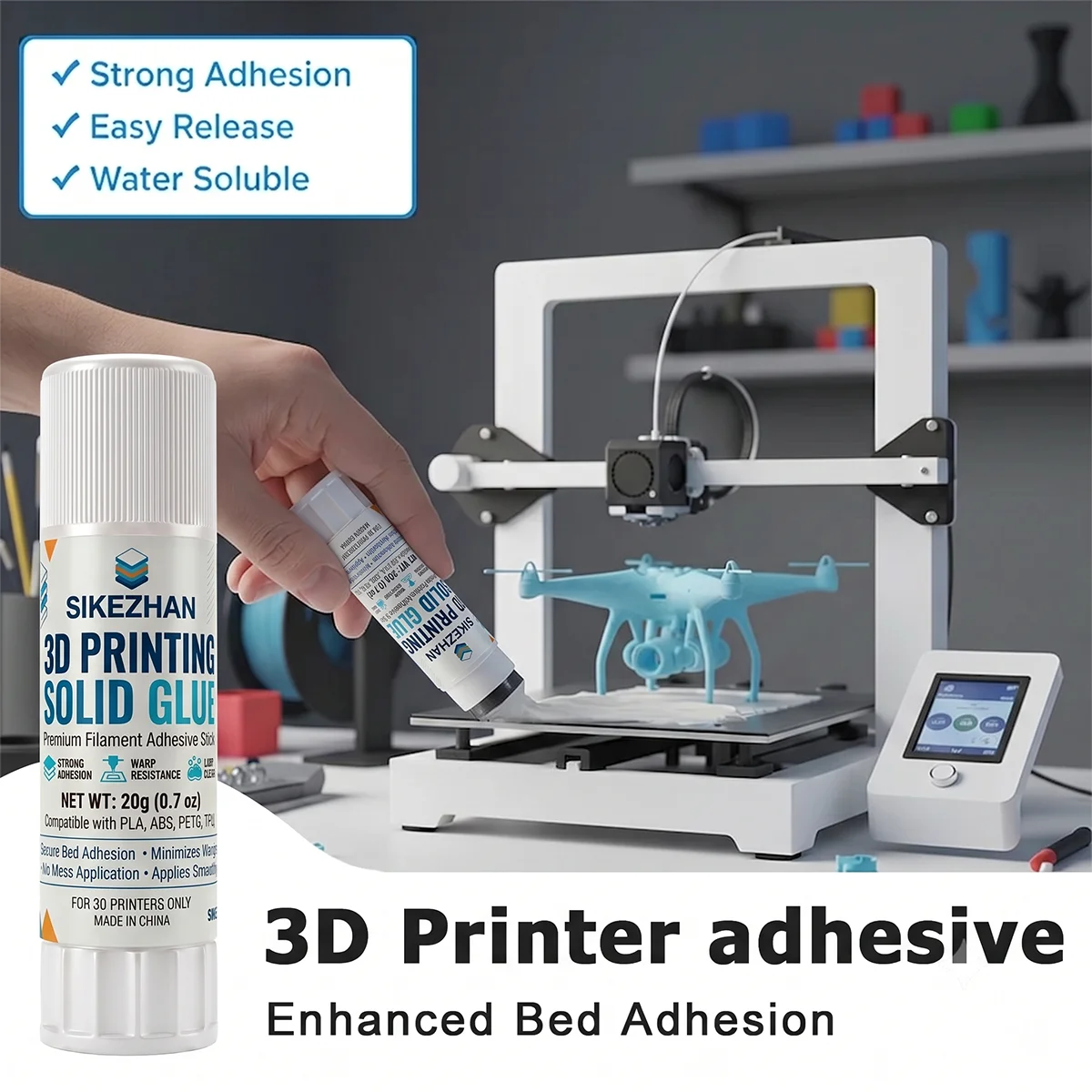 Professioneller 3D-Drucker Klebestift 20g Waschbarer Ungiftiger Bettklebstoff für PLA PETG, Anti-Verformungs-Druckzubehör – Detail 6