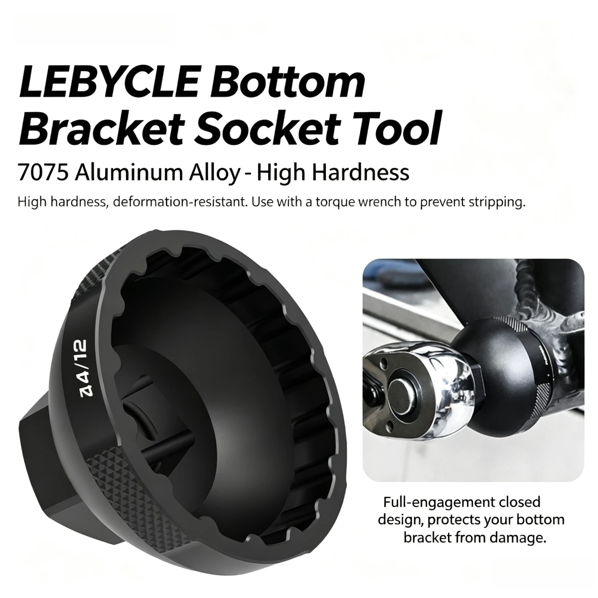 Herramienta para Soporte Inferior de Bicicleta 48/50/52/53mm 12/16 Muescas Antideslizante Compatible con SRAM DUB Praxis Colnago Winspace Tripeak T47 BB30 BB386 7075 Al