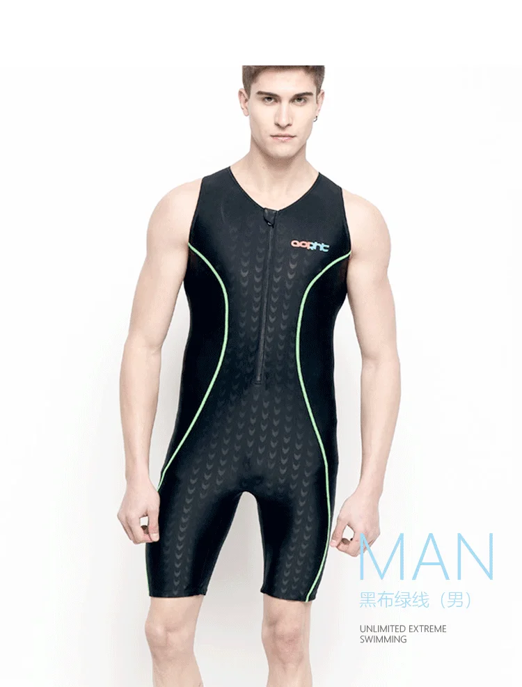 Women Men One Piece Training Competition Swimsuit Professional Water Sport Surf Beachwear Front Zipper With Padding Bathing Suit